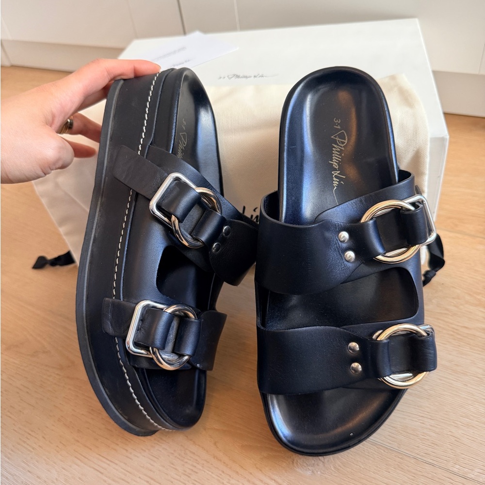 3.1 PHILLIP LIM LEATHER PLATFORM SANDALS